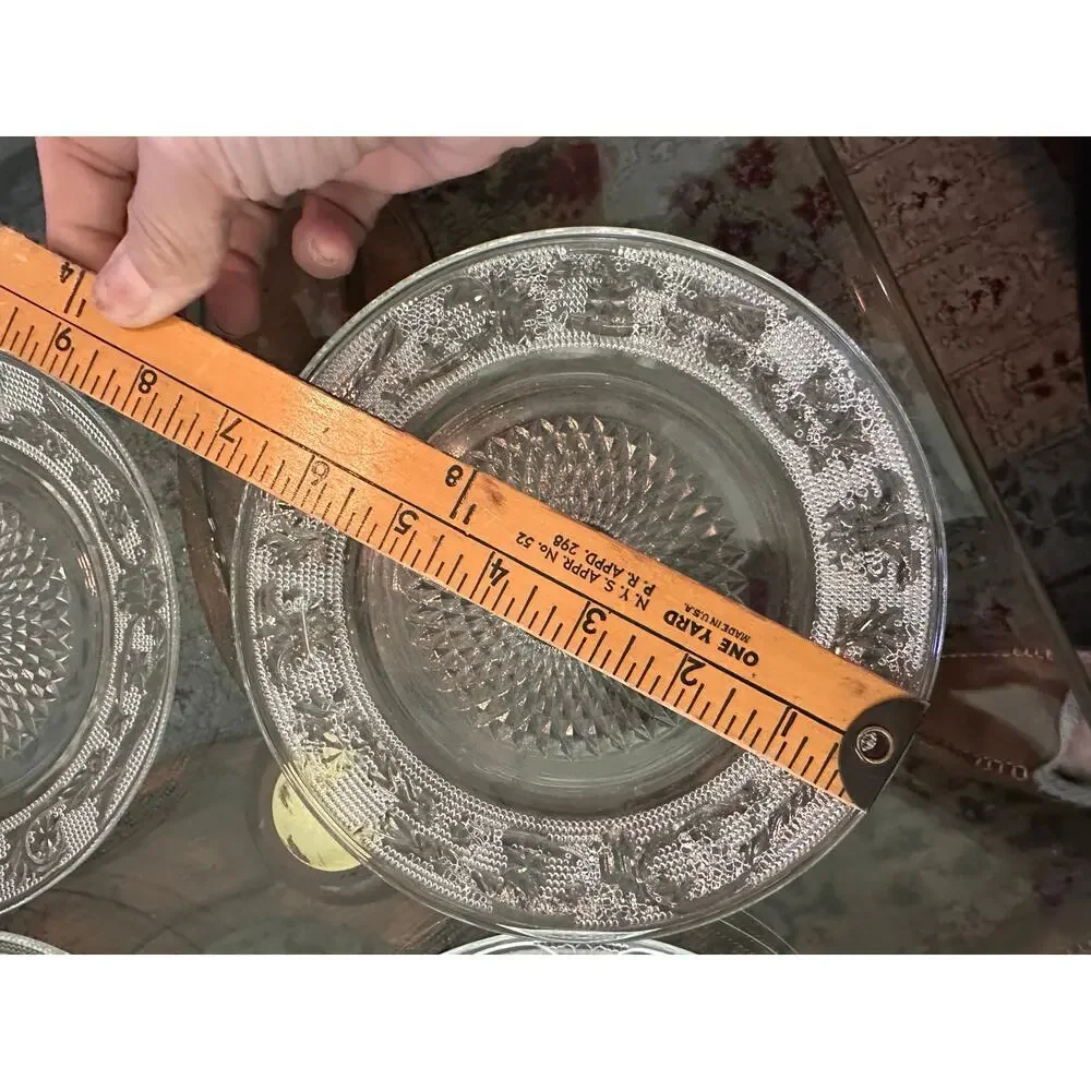 Vintage Sandwich Crystal Glass Dessert Plate set of 5 lunch dessert plates
